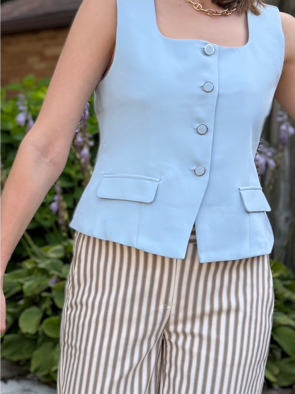 Soho Light Blue Satin Vest